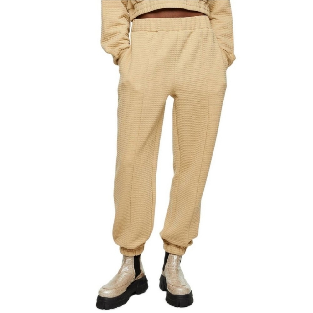 Topshop Bubble Quilted Joggers Camel Tan Textured Jogging Pants XS
